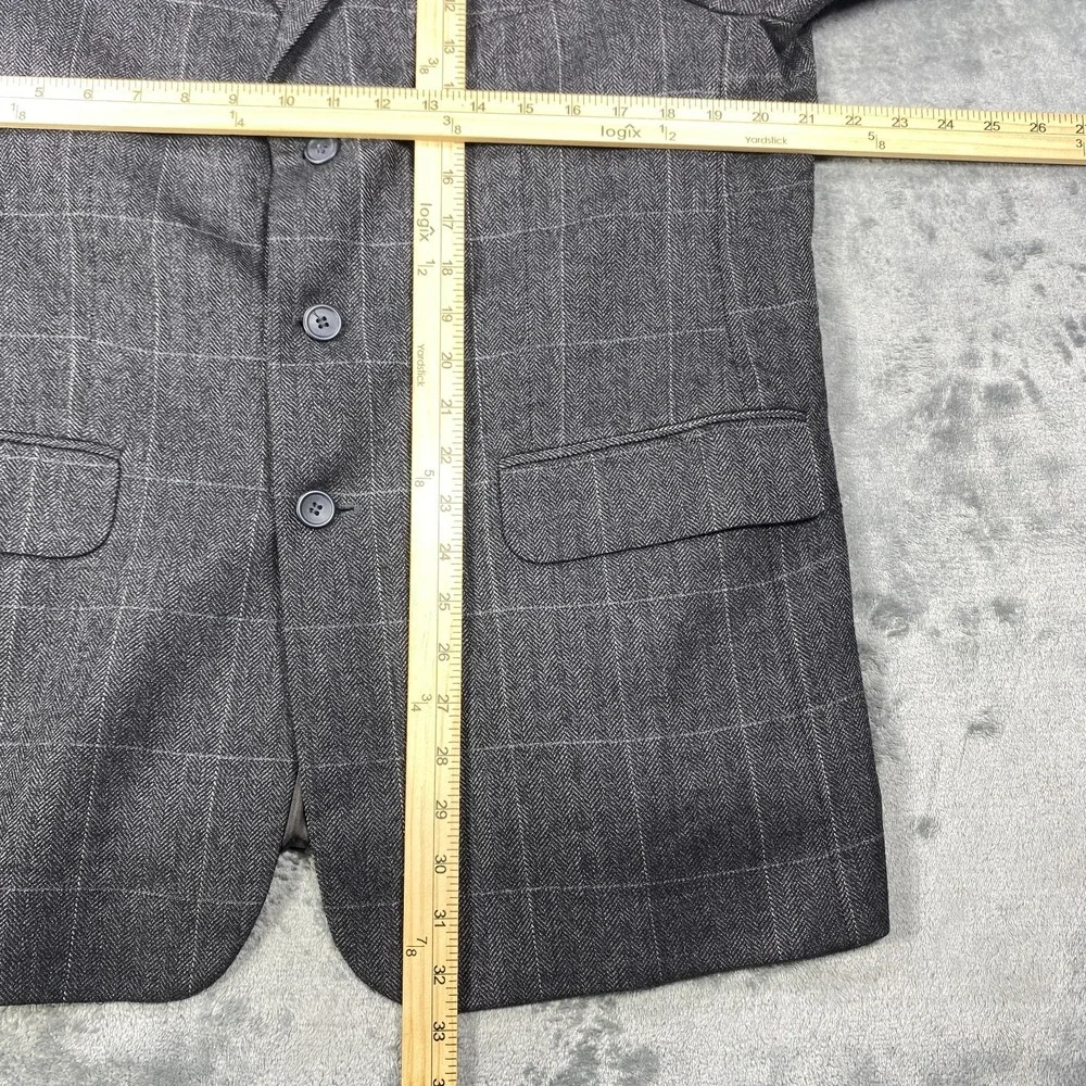 Oleg Cassini Blazer Mens 42R Gray Windowpane Wool Cashmere Blend Suit Jacket